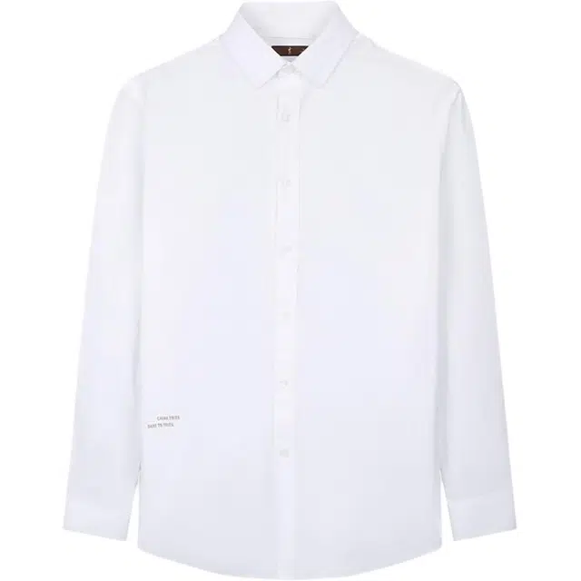 才子 商务休闲纯色易打理舒适柔软透气长袖衬衫 男款 白色