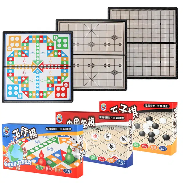 圣手 围棋五子棋飞行器跳棋大号磁石折桌面游戏叠棋盘大磁性 桌游