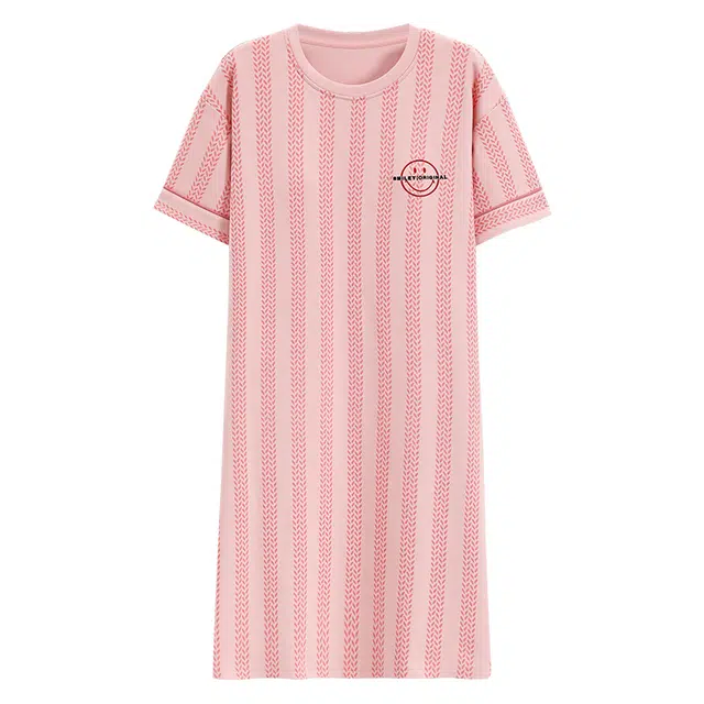 欧诗帛 甜美亲肤时尚休闲短袖家居服睡裙 女款 图片色