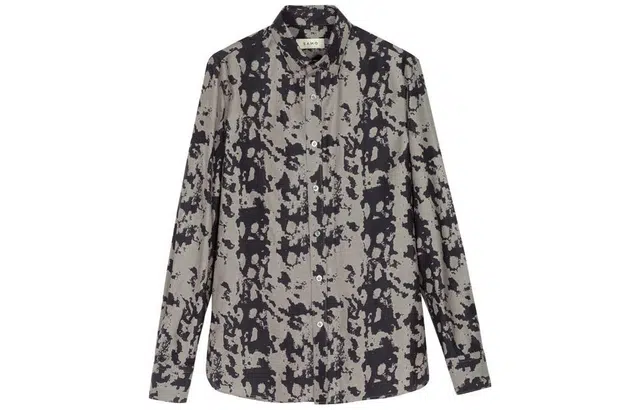 速写 图案印花尖领休闲长袖衬衫 男款