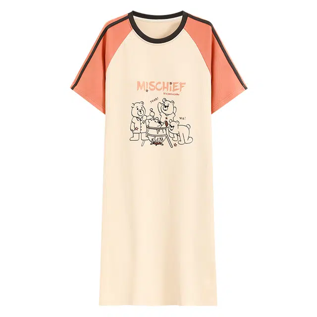 欧诗帛 卡通休闲时尚短袖家居服可外穿睡裙 女款 图片色