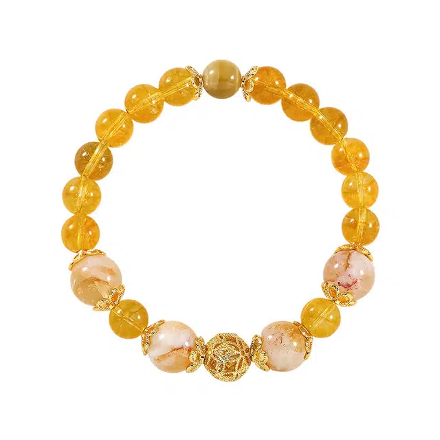 周百福 招财进宝 时来运转 精致闪耀高级感 新中式轻奢气质 小众设计感百搭 能量磁场转运串珠手饰 #好运 黄水晶 手串 女款