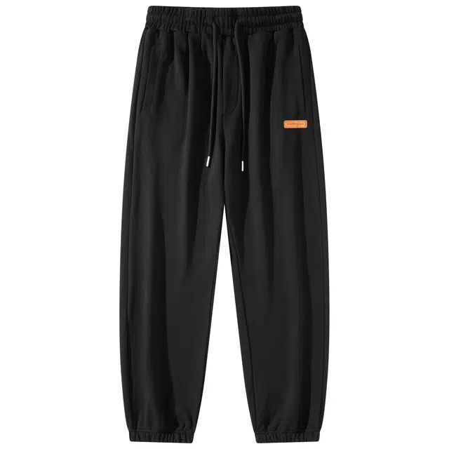 帕丁顿熊 纯色简约基础纯棉重磅休闲垂感宽松阔腿针织运动裤 男女同款