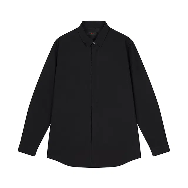 速写 纯色日常简约轻商务长袖衬衫 男款 本黑