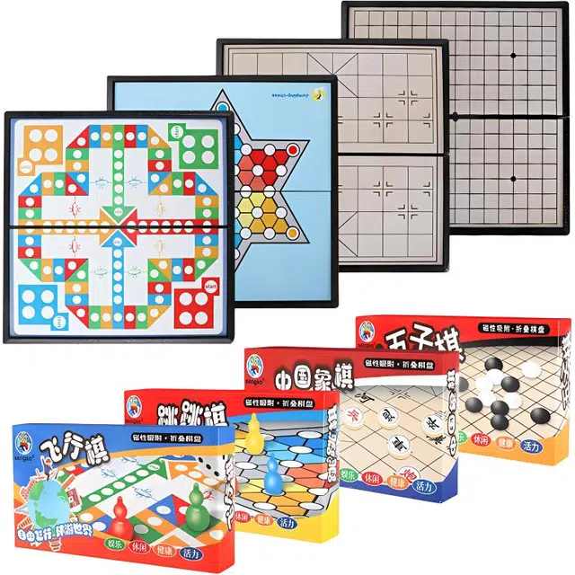 圣手 围棋五子棋飞行器跳棋大号磁石折桌面游戏叠棋盘大磁性 桌游