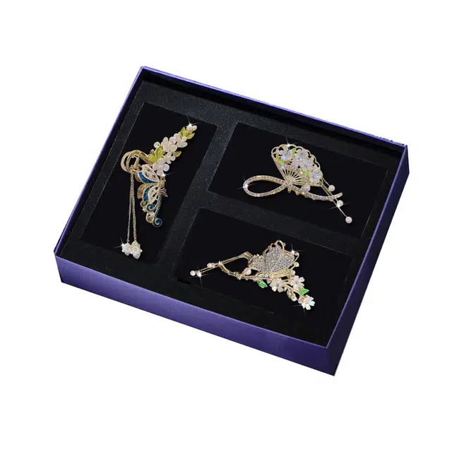 缔晶 森系时尚蝴蝶流苏鲨鱼抓夹套装 日常通勤优雅气质发饰配饰 合金 发夹 女款