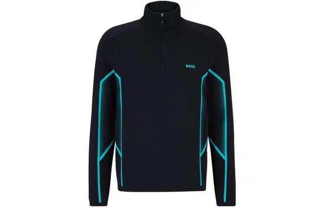 HUGO BOSS Zip-Neck Regular-Fit Sweater With Degrad Jacquard