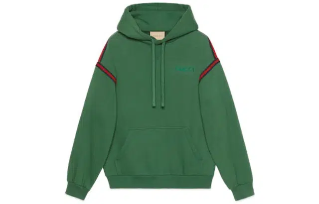 Gucci SS24 Striped Logo Hoodie Green