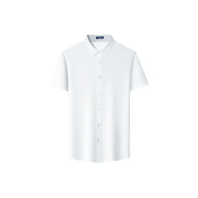 富铤 纯色简约透气耐皱短袖衬衫 男款