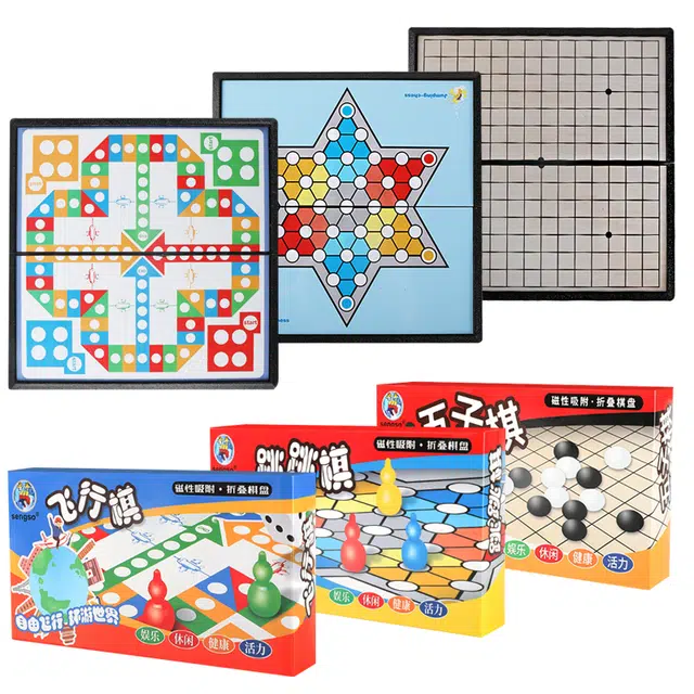圣手 围棋五子棋飞行器跳棋大号磁石折桌面游戏叠棋盘大磁性 桌游
