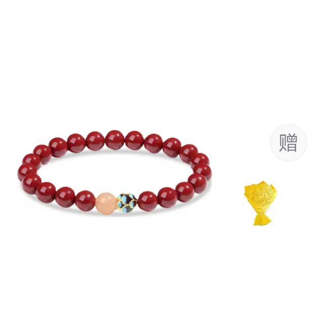 金嘉福 吉祥如意 莲花新中式国潮转运珠 招财纳福 平安顺遂 大吉大利 时尚百搭 朱砂 手串 女款