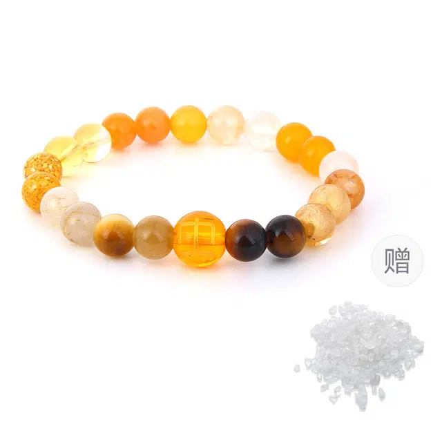 克兰茜 新中式国风 暴富暴瘦多财多亿 财运亨通有钱花 生日好运 五行转运珠 土行招财天官赐福 水晶 手串 男女同款情侣款