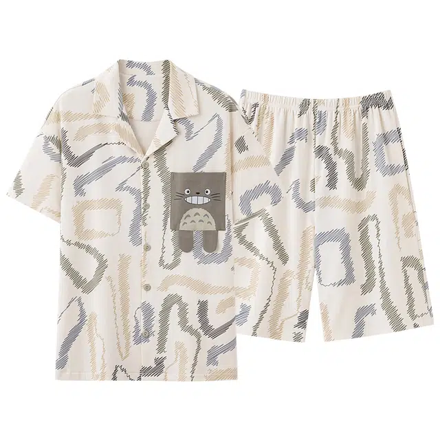 俏霓桐 可爱时尚卡通休闲简约舒适亲肤家居服可外穿睡衣套装 男款 图色