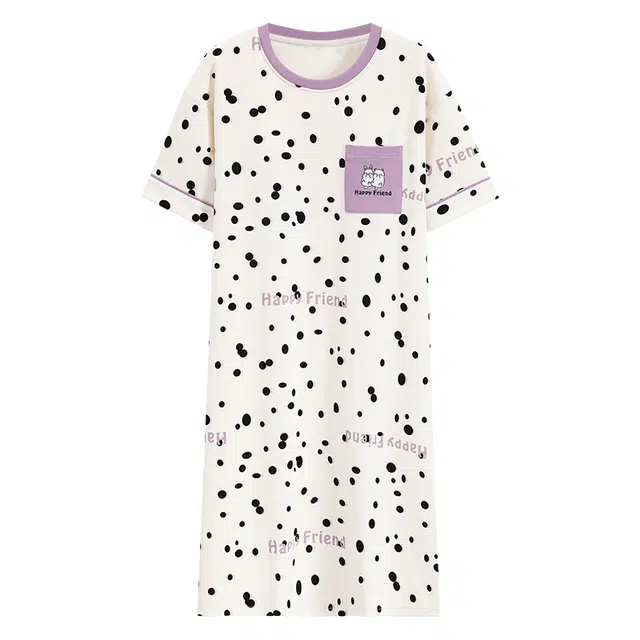 欧诗帛 甜美简约休闲时尚短袖家居服睡裙 女款 图片色