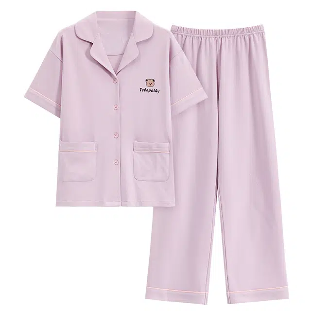 欧诗帛 甜美休闲纯色舒适亲肤柔软家居服可外穿睡衣套装 女款 图片色