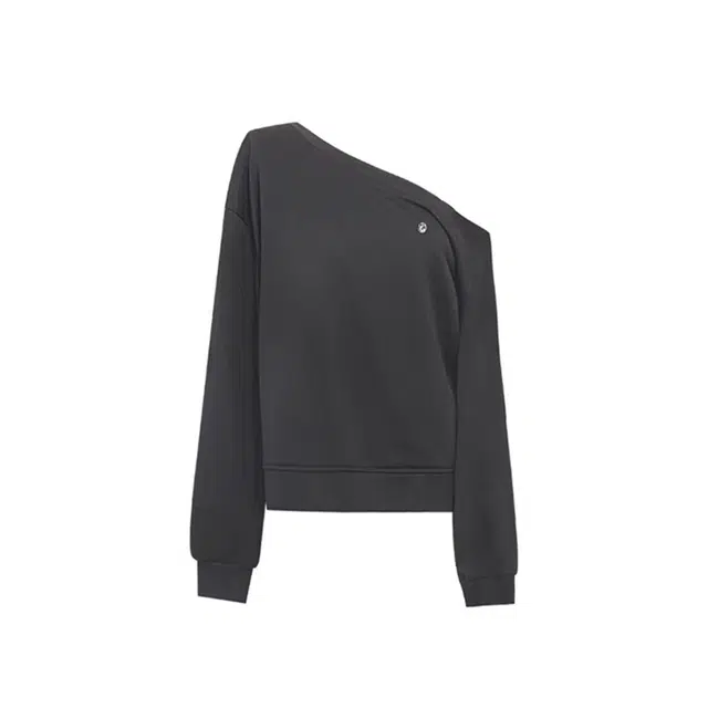 敲模女孩 美式斜肩露肩休闲百搭时尚长袖卫衣 女款 深灰色