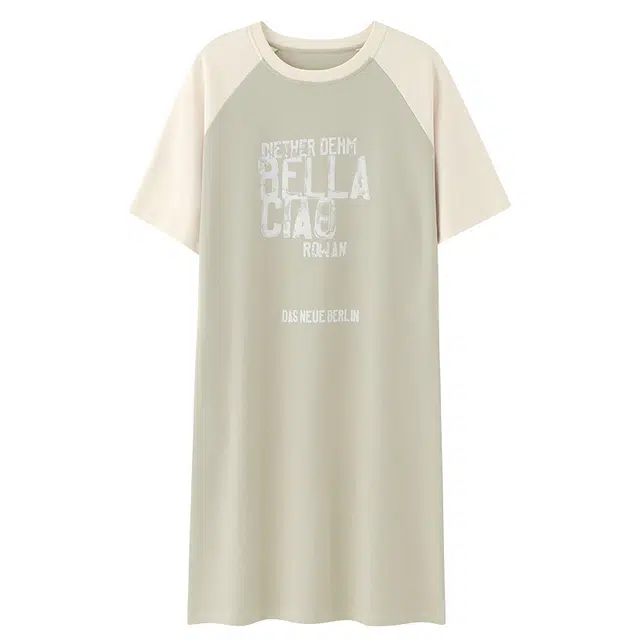 欧诗帛 简约休闲时尚短袖家居服可外穿睡裙 女款 图片色