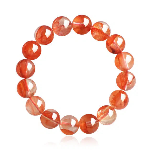 谧月珠宝 新中式国潮轻奢精致高级感红胶花质感透亮珠体饱满小众创意设计小清新日常通勤百搭好运天然 红水晶 手串 男女同款情侣款