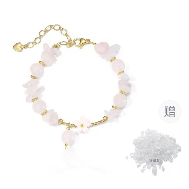 克兰茜 新中式招桃花正缘 早日脱单 佳偶天成 国风高级感 浪漫少女心精致显白串珠 大小可调节 送礼闺蜜新年配饰好运 水晶 手链 女款