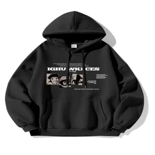 玉儿恋 重磅美式高街卡通印花连帽卫衣 男女同款