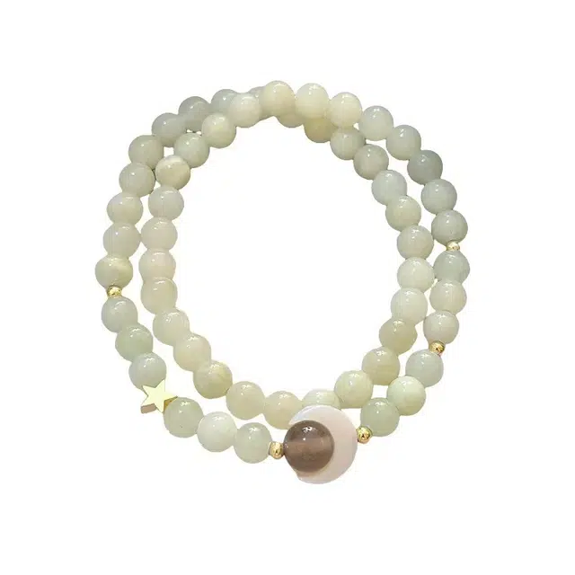 指尖瑰宝 月亮与六便士 新中式国风浪漫 平安吉祥 招财纳福 招桃花纯洁美好 早日脱单 爱情美好 岫玉（蛇纹石玉） 手串 女款