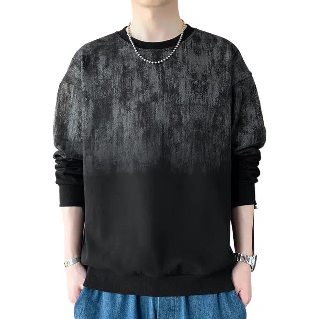 玉儿恋 渐变色休闲百搭圆领保暖卫衣 男款