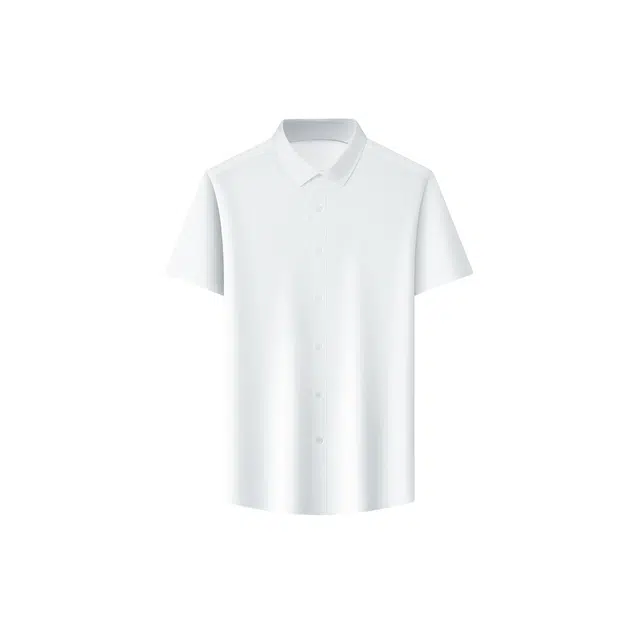 富铤 纯色百搭美式复古基础款日常通勤短袖衬衣衬衫 男款