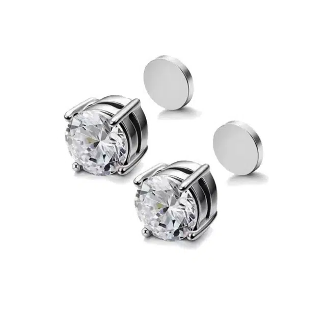 B&Z Magnetic Sparkle Earrings Silver Black
