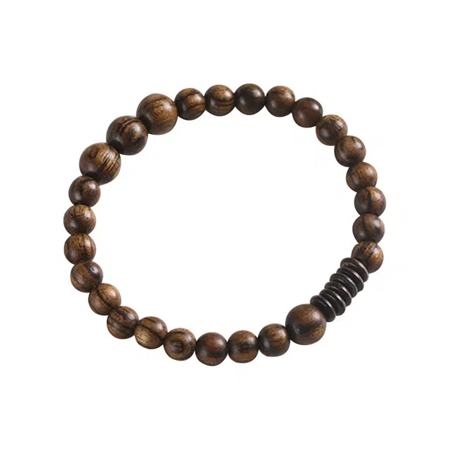 郁馨 中式美学古色古韵单圈素雅盘玩佛珠手饰文玩 国潮文艺温柔宫廷风小众森系 时来运转#好运 檀木 木作手串 男女同款情侣款