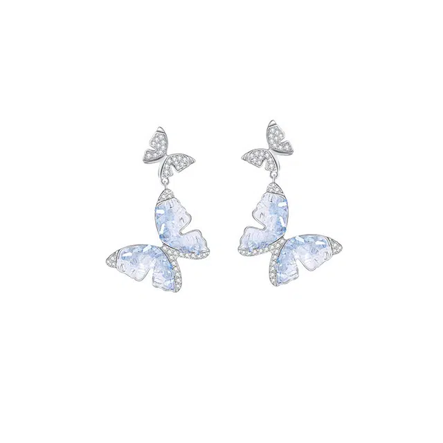 骊碧 轻奢 双蝶漫舞高档浪漫有意义 仪式感 合金 耳环 女款