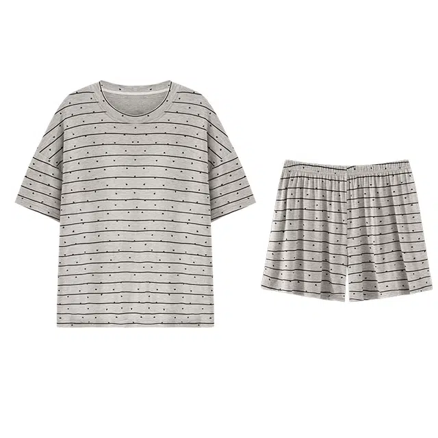 欧诗帛 韩版凉感短袖带胸垫家居服舒适睡衣套装 女款 图片色