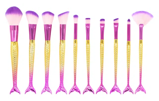 米甜兔  美人鱼渐变紫化妆刷 亲肤柔软 十件套