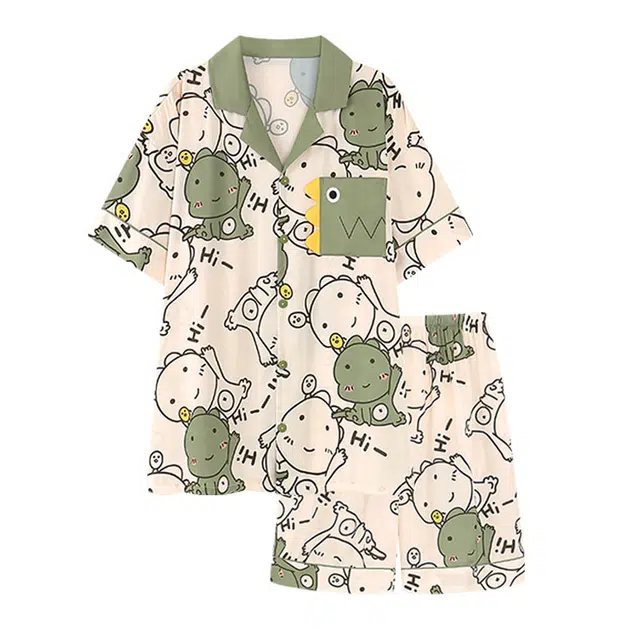 向薇 短袖简约舒适休闲青少年睡衣套装 男款 图片色