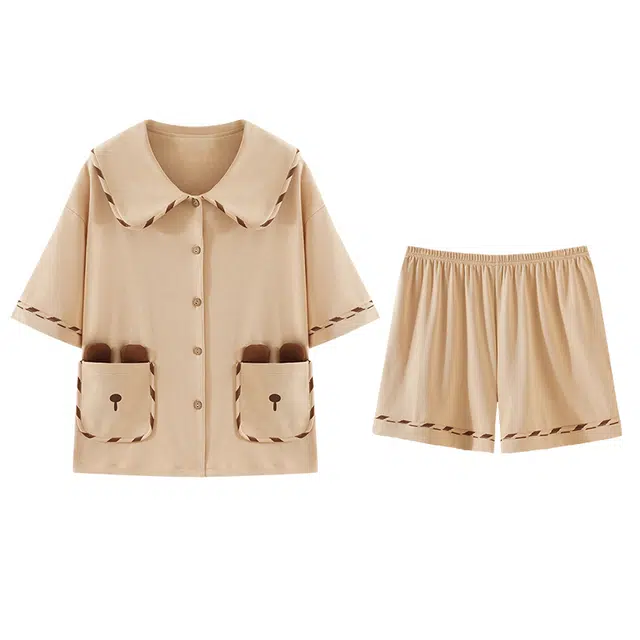 欧诗帛 甜美休闲短袖上衣可外穿家居服三分裤睡衣套装 女款 图片色