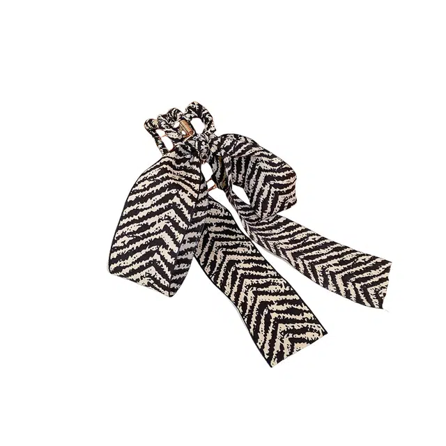 贯古今 高级感条纹蝴蝶结飘带后脑勺盘发鲨鱼夹 合金 发夹 女款