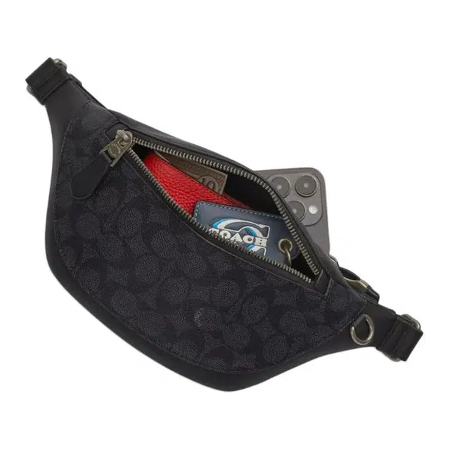 COACH Warren 29 Denim Waist Bag Black
