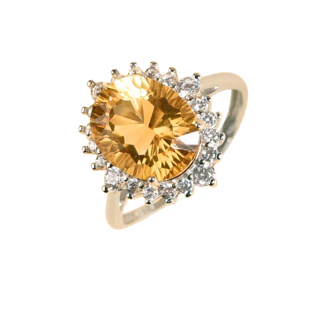 迈奇的礼物 女式纯银旺财小众设计轻奢高级感指环 自然好运黄晶天然 黄水晶 戒指 女款