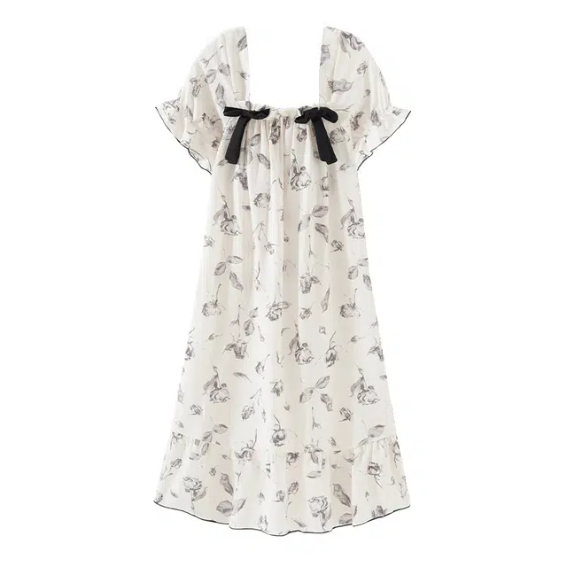 欧诗帛 带胸垫韩版休闲短袖可外穿家居服睡裙 女款 图片色