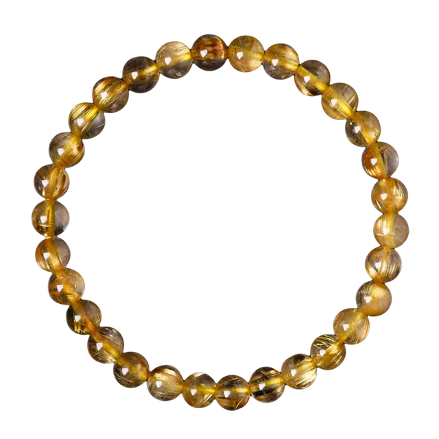 迈奇的礼物 金发晶招财巴西钛晶珠子散珠黄色天然 黄水晶 手串 男女同款情侣款