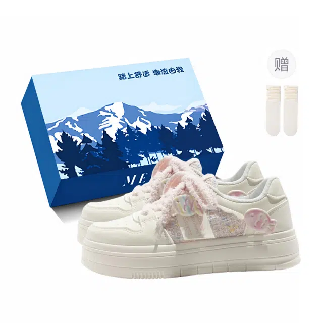 小鹿米利 原创小众设计感厚底学生百搭休闲运动小白鞋 防滑耐磨 低帮 板鞋 女 粉红色