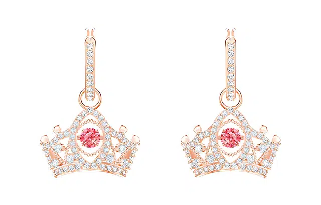 Swarovski Bee A Queen Drop Earrings Red Rose Gold