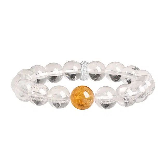 周百福 财富之源 国潮新中式小众精致百搭招财纳福 八方来财国风复古高级感串珠手饰 好运天然 白水晶 手串 男女同款情侣款