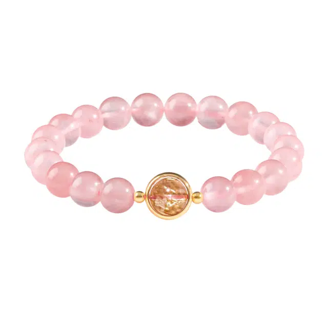 金大福 桃你喜欢 新中式时尚甜美气质招财旺桃花平安转运顺遂串珠百搭小众幸运学业事业上岸#好运 粉水晶 手串 女款