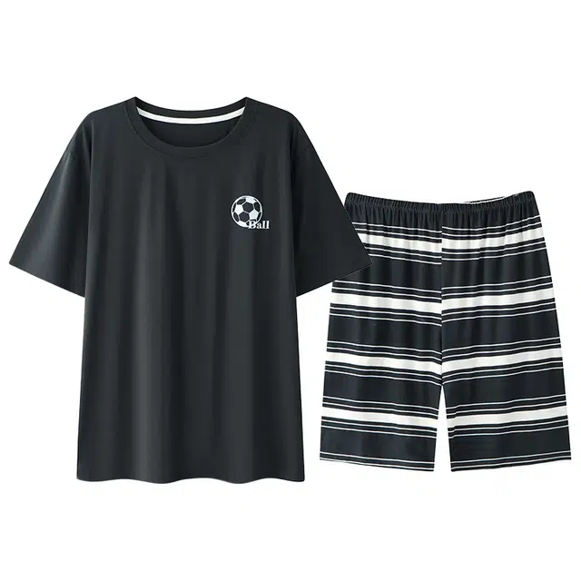 好福份 可外穿简约风凉感短袖家居服睡衣套装 男款 图片色