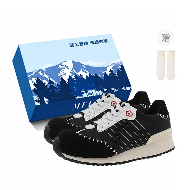 小鹿米利 小个子复古拼色系带德训鞋休闲百搭平底 防滑耐磨 低帮 板鞋 女