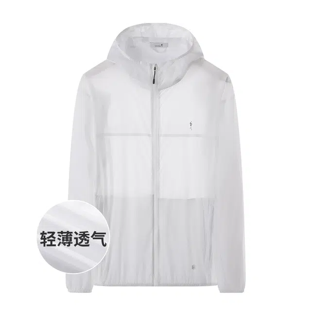 与狼共舞 户外休闲防水防紫外线运动透气凉感轻薄连帽长袖皮肤衣防晒服 男款