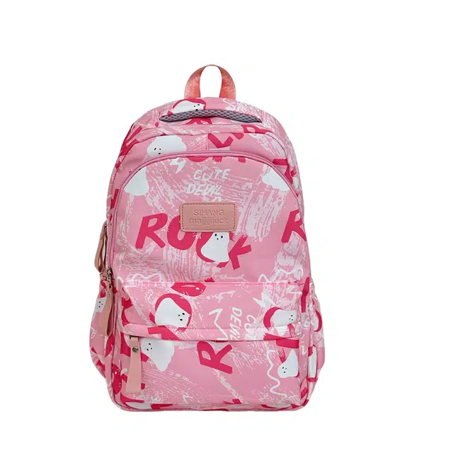 彤彤兔 高颜值书包韩版简约涂鸦印花 涤纶 双肩包 常规 女款 粉色/蓝色/绿色/白色/黑色