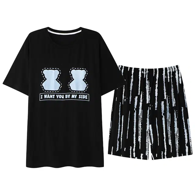 好福份 短袖简约风凉感可外穿家居服睡衣套装 男款 图片色