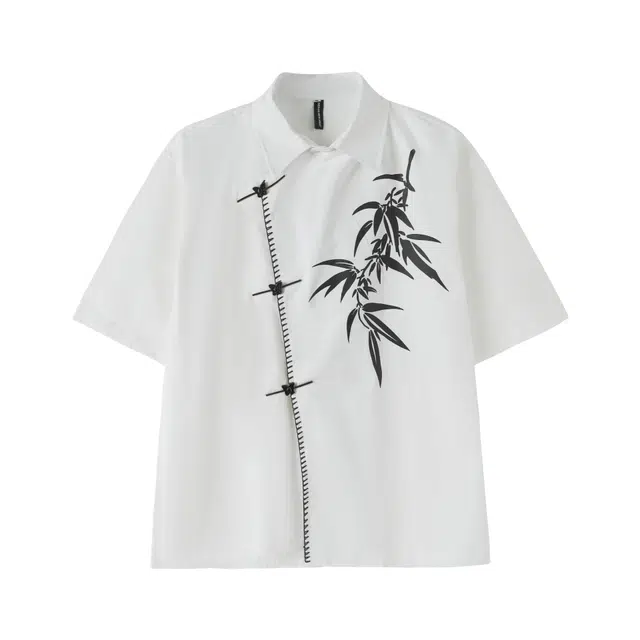 北极绒 时尚百搭休闲简约潮流短袖衬衫 男款 白色