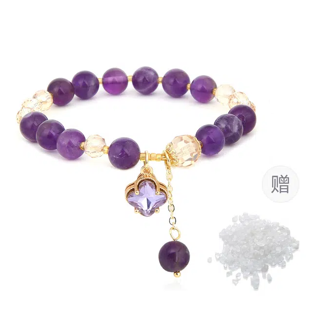 克兰茜 新中式国风爆闪转运珠手饰 紫气东来 高薪长伴前程似锦 轻奢百搭 甜美精致高级感 串珠好运 水晶 手串 女款